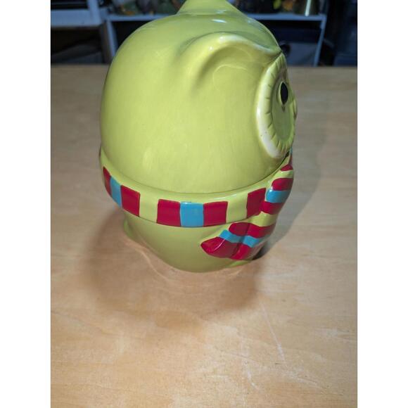 Harry & David Collectors Christmas Cookie Jar Green Owl 9.5" 2012 - Picture 4 of 7